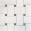 FAIRMONT WHITE BASKETWEAVE W/ BLACK DOT HONED. 1-3/4 x 2-7/8 FAIRMONT WHITE W/ 1/2 x 1/2 BLACK DOT