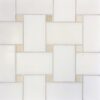FAIRMONT WHITE BASKETWEAVE W/ DEVON CREAM DOT HONED. 1-3/4 x 2-7/8 FAIRMONT WHITE W/ 1/2 x 1/2 DEVON CREAM DOT