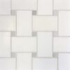 FAIRMONT WHITE BASKETWEAVE W/ ST REGIS DOT HONED. 1-3/4 x 2-7/8 FAIRMONT WHITE W/ 1/2 x 1/2 ST.REGIS DOT